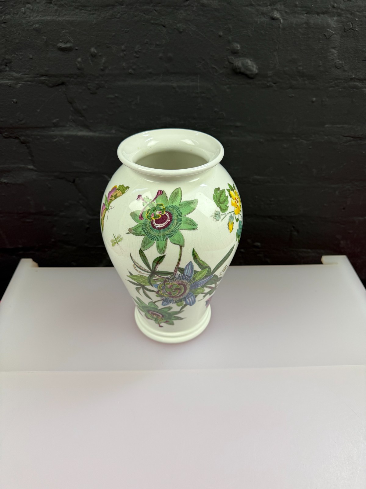 Portmeirion Botanic Garden Large Flower Vase 10" Blue Passion Flower Old Stamp