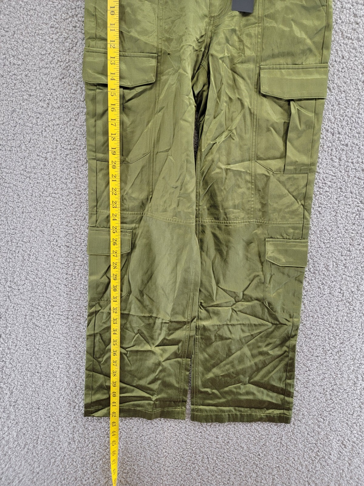 rag & bone Cailyn Satin Cargo Pants Women's 23 Army Green Straight Button Zip - Picture 9 of 18
