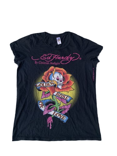 Ed Hardy BLACK ROSE Tシャツ Ed Hardy Black Rose Rhinestone Cap Sleeve Tee – DTLR