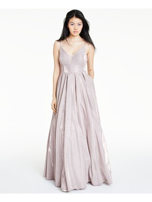 

B DARLIN Женское розовое мерцающее вечернее платье на тонких бретельках для юниоров 15\16, Розовый