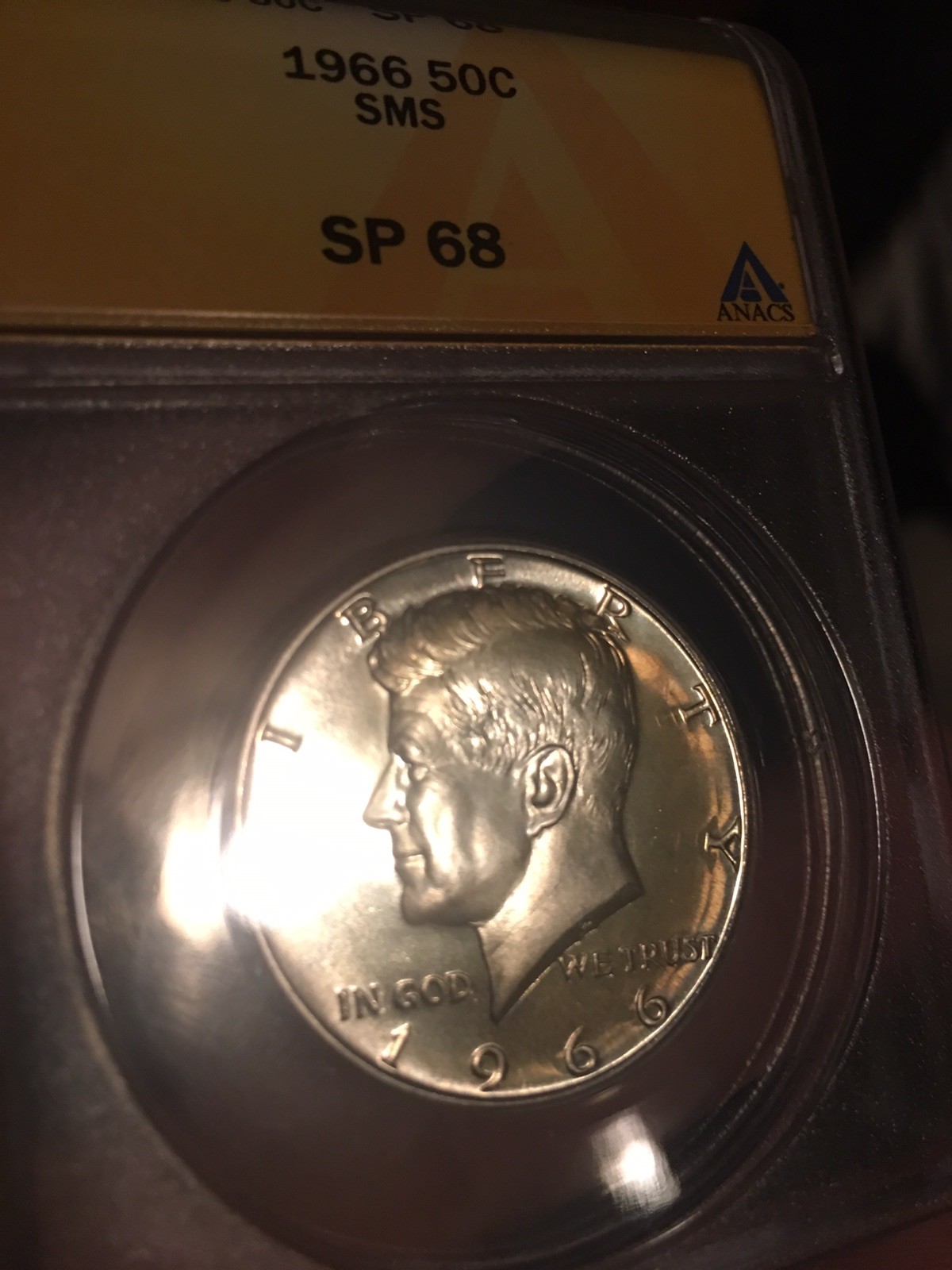 1966 50C SMS (Special Strike) Kennedy Half Dollar SP68 MS 68 ANACS MS68