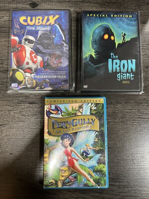 Animated DVD Lot Iron Giant Ferngully Cubix 