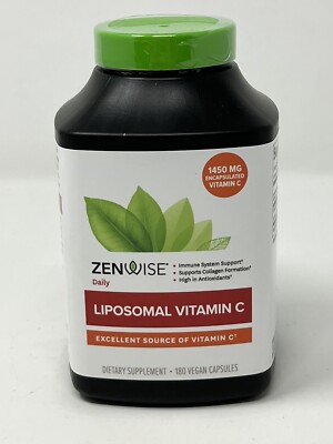 180CT Zenwise Vitamin C Liposomal Extra Strength 1450MG Organic Highly Bio Avali