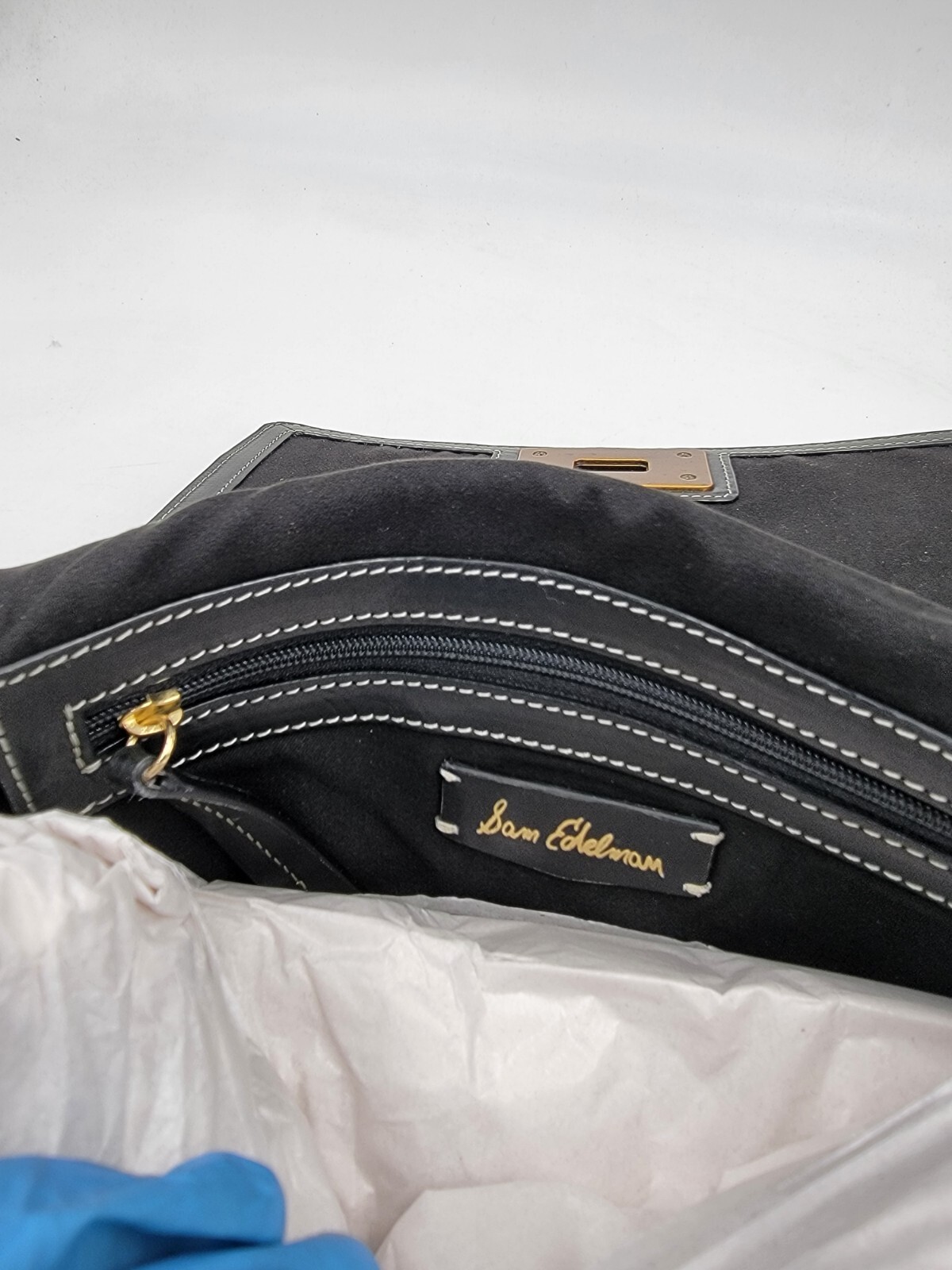 Sam Edelman Dallie Flap Crossbody Bag Women's Black Chain Strap Back Zipper - Picture 9 of 15