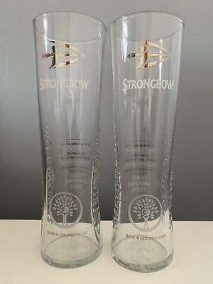 Strongbow Pint Glasses x 2 Brand New CE Marked Tall Long Branded Bar Pub
