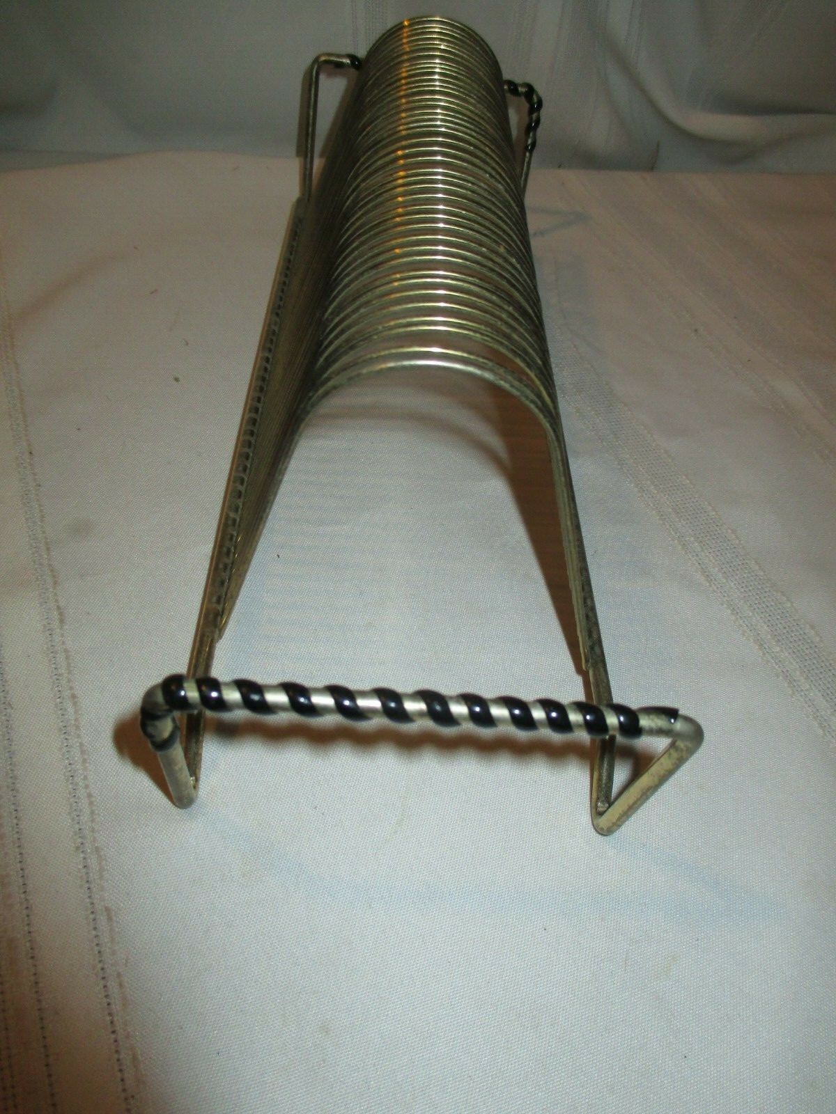 Vintage 39 Slot 45 rpm LP ALBUM Record Holder Rack Stand Gold Tone Metal