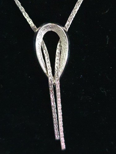 Silver Teardrop Lariat Designer Sarah Cox Vintage pendant on