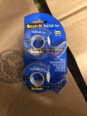 3M Tape Roll w/Dispenser Wall-safe 3/4'' x 600. 2 RLS/PK CL 183DM2 1200 inches
