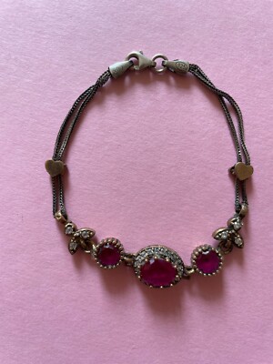 Vintage Armband Silber 925 gut verarbeitet Glassteine Seilber- und Goldfarbe