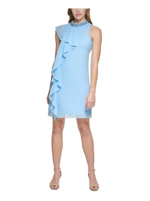 

VINCE CAMUTO Женское светло-голубое платье с каскадом и рюшами на подкладке Petites, Light blue