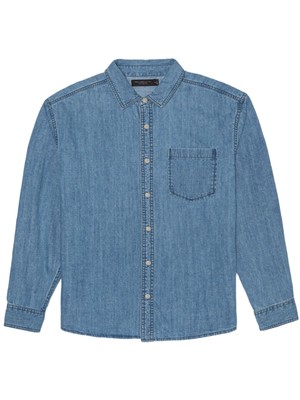 

JUNK FOOD Mens Randell Blue Long Sleeve Classic Fit Button Down Casual Shirt, Синий, 12MLW339