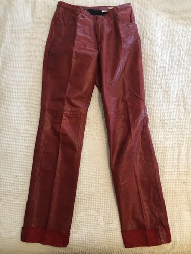 Vtg RARE Red Leather Levis Jeans Pants Size 28 Leather Red
