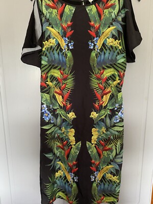 Oasis Dress Size M Tropical Floral With Split Sleeves
