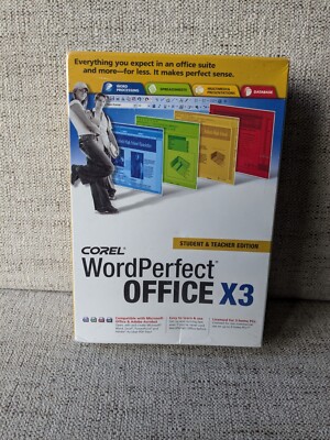 Corel WordPerfect Office X3 | Student and Teacher Edition | Sealed NOS
