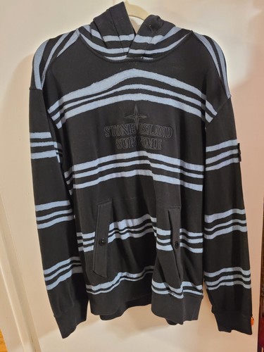Supreme Stone Island Black Warp Stripe Hoodie Size XLarge FW Supreme Stone Island Black Warp Stripe Hoodie Size XLarge FW