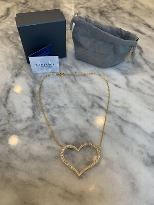 Radiance by Absolute Asymmetrical Open Pavé Heart Necklace