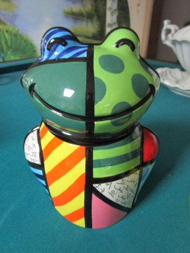 Romero Britto Cookie Jar FROG 10"   NIB [TOP4]