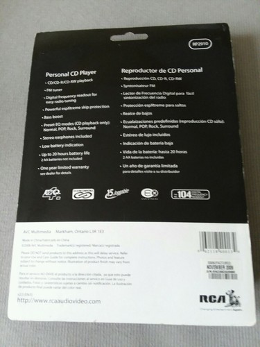 NEW RCA RP2910 Personal CD Player w/ FM Tuner Red CD/CD-R/CD-RW Playback