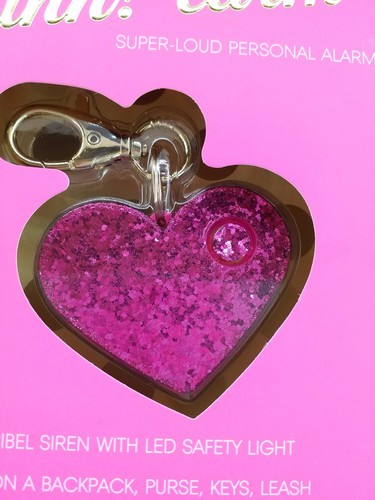 Ahh!-larm Pink Heart Super Loud Personal Alarm Key Chain & LED Safety Light NIB