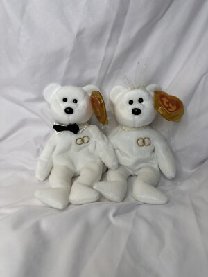 TY Beanie Baby Mr & Mrs Wedding Bears / 8th Gen Hang Tag MWMT