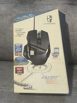 Cyborg R.A.T. 7  Black Silver Scroll Wheel Wired Gaming Mouse