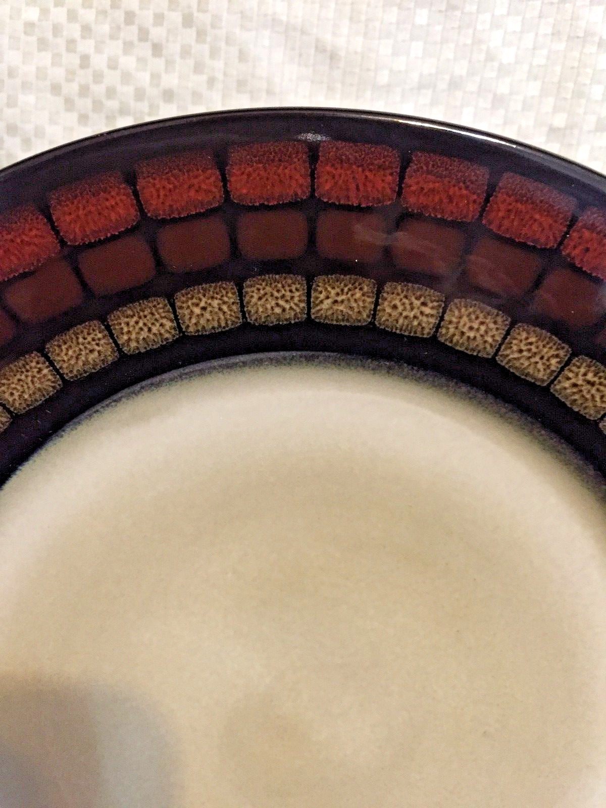 Mikasa Isili Red Salad Plate, Rust and Brown Rim, Beige Center