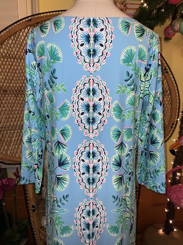 Pre-owned Lilly Pulitzer Seralina Maxi Frenchie Blue Mosaic Shells $298 Size L,xl In Multicolor