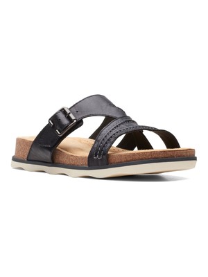 

CLARKS Женские черные кожаные сандалии без шнуровки на танкетке Brynn Hope на платформе 1 дюйм, 8,5 м, Черный, 26165166