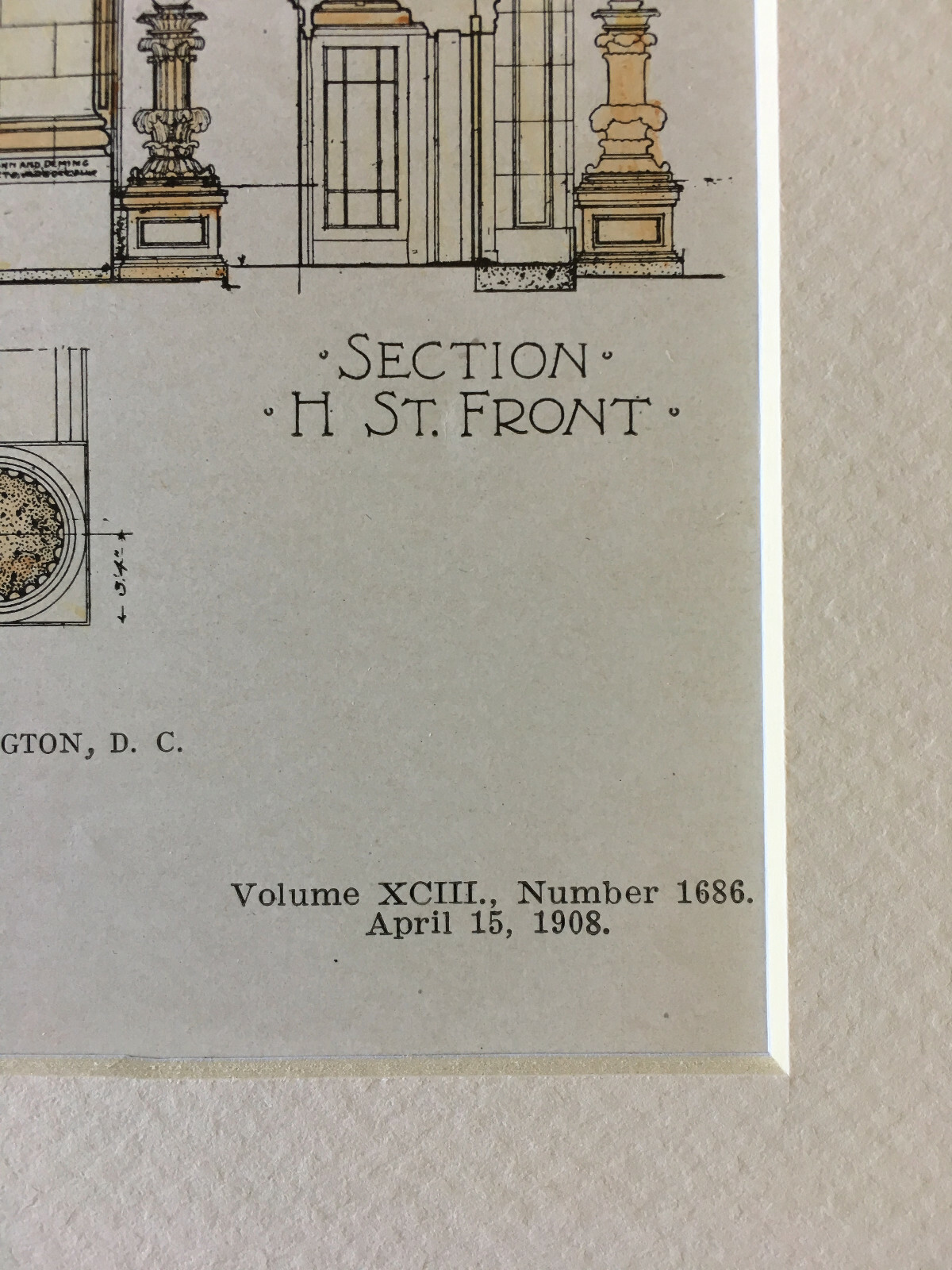 Union Trust, Washington DC, 1908, Wood Donn & Deming, Original Hand Colored