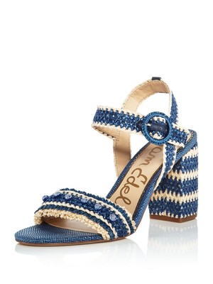 

SAM EDELMAN Женские синие плетеные сандалии Olisa с круглым носком на блочном каблуке с ремешком на пятке, размер 10 м, Синий, F6800F3