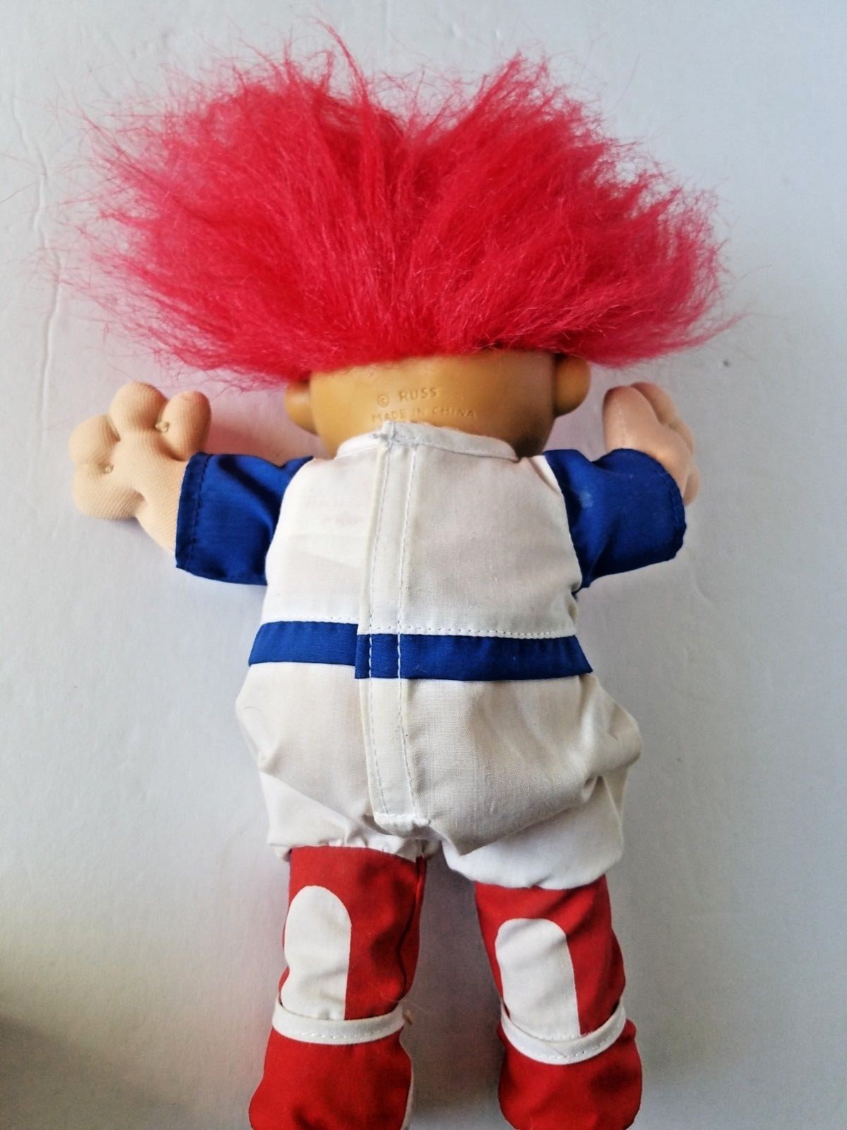 Phillies Troll Doll Good Luck Sports Red Hair Cloth Body RUSS Vintage 9 inches