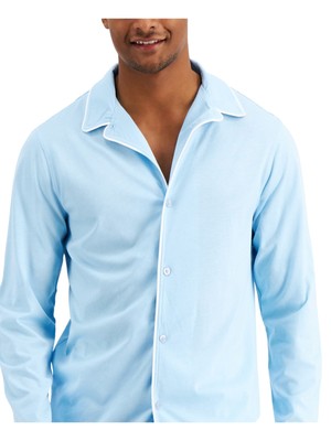 

CLUBROOM Intimates Голубая рубашка для сна с зубчатым воротником, Light blue