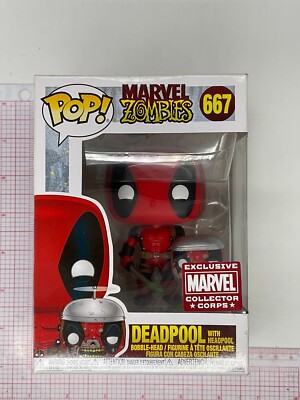 Funko Pop! Marvel Zombies Deadpool W/Headpool #667 MCC Excl NON-MINT BOX H01