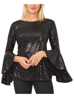 

VINCE CAMUTO Женское черное платье прямого кроя с короткими рукавами-колокольчиками на подкладке, размер, Черный