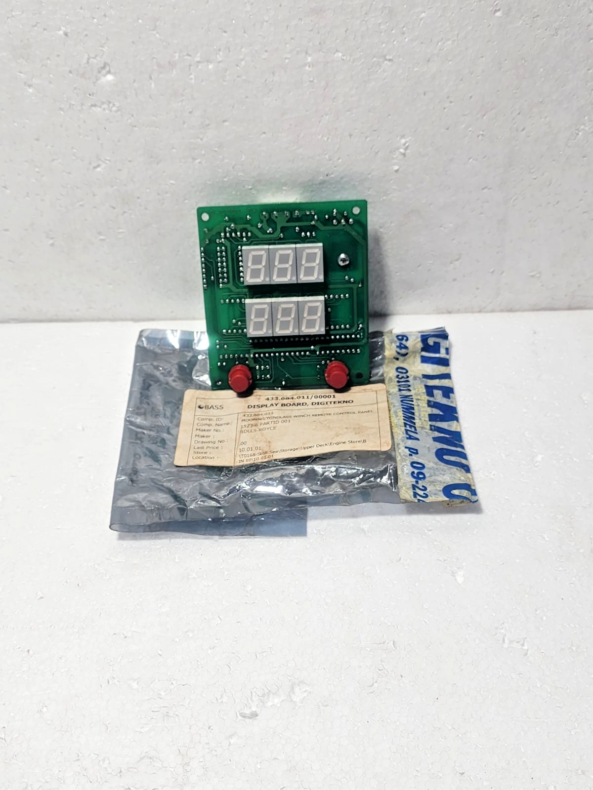 Digitekno 433.084.011/00001 Display Board PCB Rolls-Royce Winch 1523-6 *NEW*