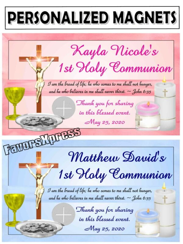 12 FIRST 1st HOLY COMMUNION MAGNETS FAVORS ~ Eucharist & candles