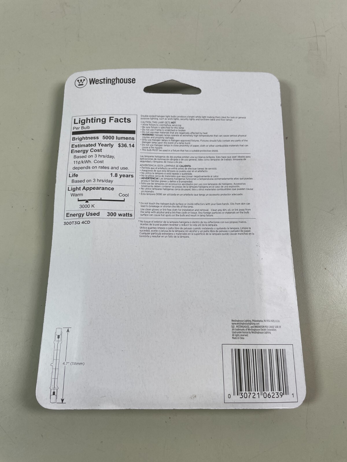 Westinghouse 300w 120v Work Light Replacement Bulbs RSC Base (4 Bulbs)