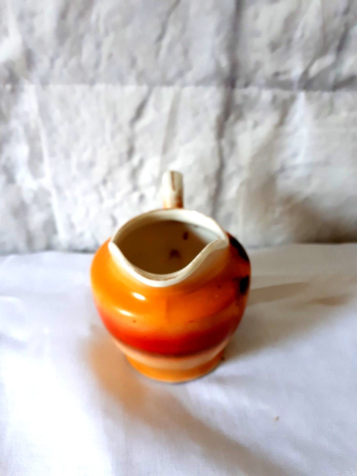 Vintage 3'' Jug  Burnt Orange Tree Windmill Lake Made In Japan