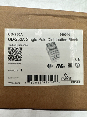UD-250A NVENT, DISTRIBUTION BLOCK, SINGLE POLE, 250 AMP, NIB