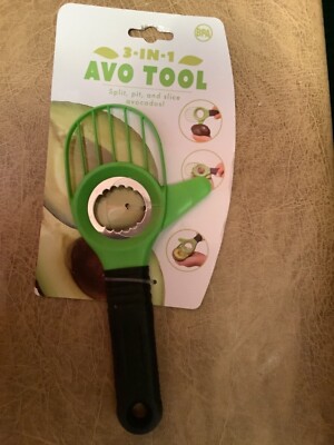 AVO Tool Avocado Split Pit Slicer 3-in-1 Green Ergonomic Black Handle -New