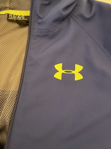 Boys Under Armour Rain & Wind Jacket Size Youth Large  Blue Water Resistant ~EUC