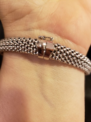 14K White Gold & Yellow Gold WOVEN FLEX Bangle DIAMOND 7.25