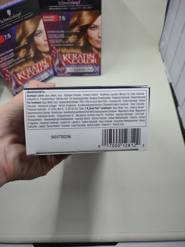 SCHWARZKOPF Keratin Permanent Hair Color Dye 7.5 Caramel Blonde Lot Of 3 Boxes