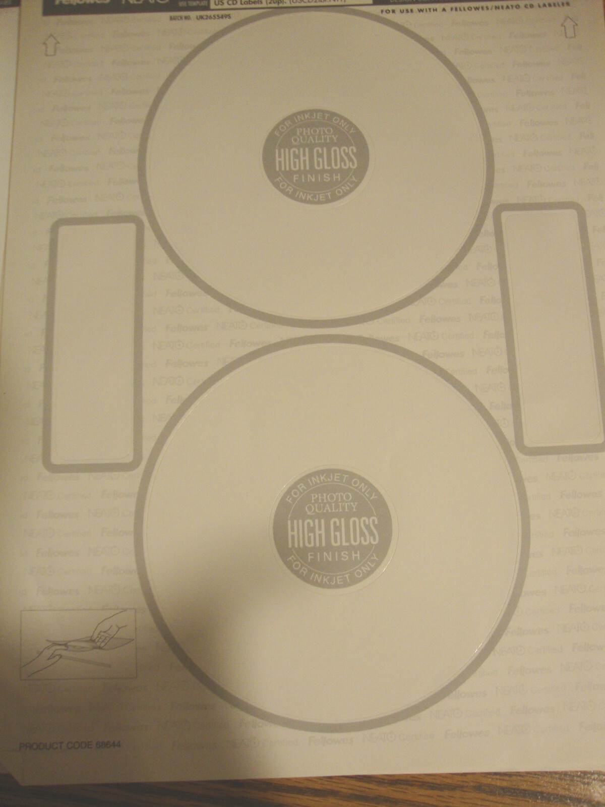 Mixed Lot Fellowes CD/DVD Neato Labels 69141, 68644, 68863, 69143 & 42 Matte WHT