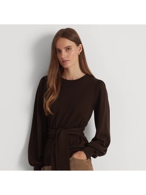 

LAUREN RALPH LAUREN Женский коричневый свитер в рубчик с длинными рукавами и круглым вырезом