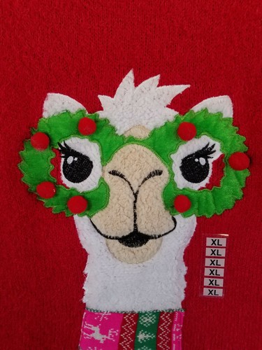 NEW LLAMA Alpaca Girl's Christmas Sweater Pink Red XL Youth Kids