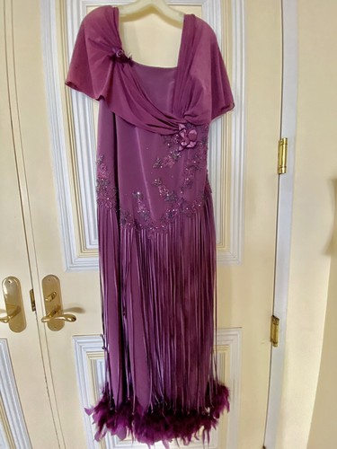 Terani Couture Women's Evening Long Purple With Marabou Sleeveless Dress  Size 20 | eBay