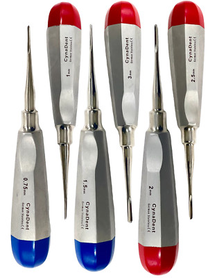 GERMAN  6 Dental Luxating Elevator Tooth Extraction Tools 0.75+1+1.5+2+2.5+ 3MM