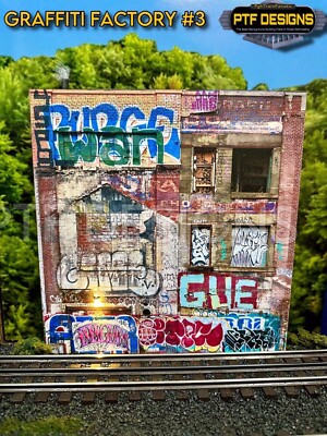 N Scale Graffiti Factory #3 - Building Flat w/LED -scratch built 1:160