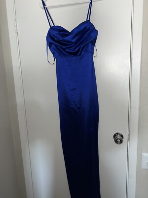 Royal blue medium prom dress with slit in the side